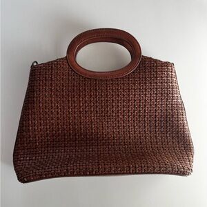 Fossil Woven Brown Women's Handbag with Top Handle